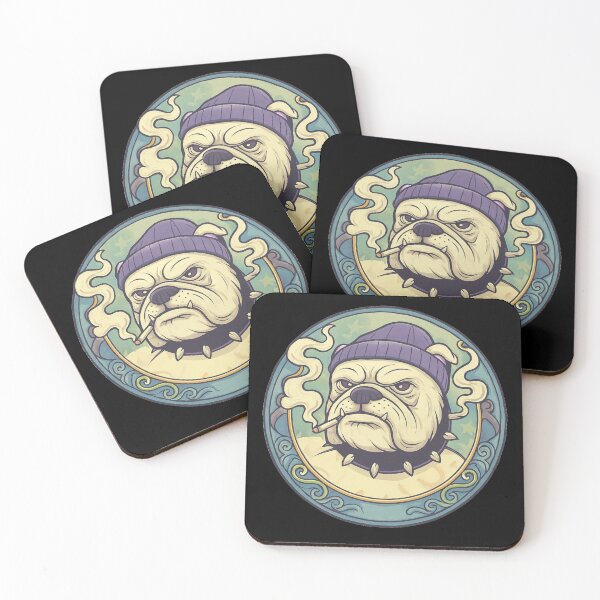 Item preview, Tough Bulldog in Purple Beanie - Streetwear Aesthetic Dog Badge designed and sold by TSE DESIGN.