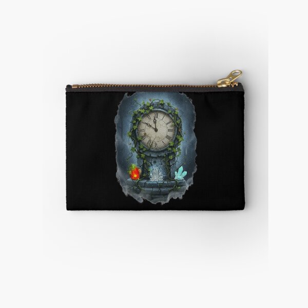 Item preview, Overgrown Ivy Clock with Fire Ice Crystals Gothic Ruins – Dark Fantasy Timepiece Art designed and sold by DarkRomanceMom.