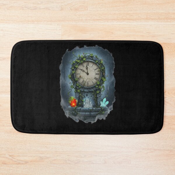 Item preview, Overgrown Ivy Clock with Fire Ice Crystals Gothic Ruins – Dark Fantasy Timepiece Art designed and sold by DarkRomanceMom.