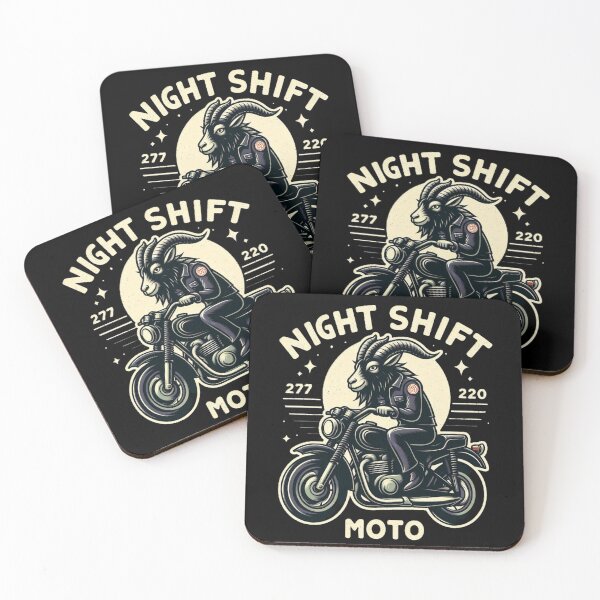 Item preview, Night Shift Moto Goat - Retro Vintage Motorcycle Biker designed and sold by Zoo-Moo.