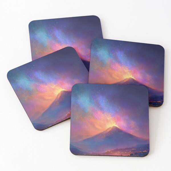 Item preview, Volcán de Fuego at Night – Guatemalan Inspired Cosmic Landscape Art designed and sold by Cafecito & Cultura.