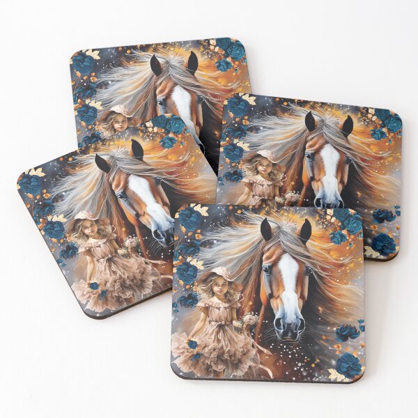 Item preview, A horse and a cute girl among flowers. designed and sold by MagelliShop.