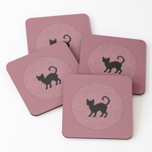 Item preview, Lavender Pink Crochet Black Cat Silhouette designed and sold by TackyTime.