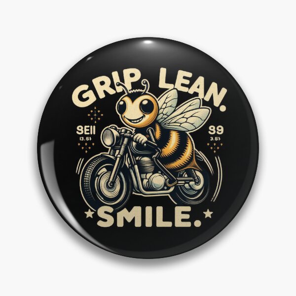 Item preview, Grip Lean Smile Bee - Retro Vintage Motorcycle Biker designed and sold by Zoo-Moo.
