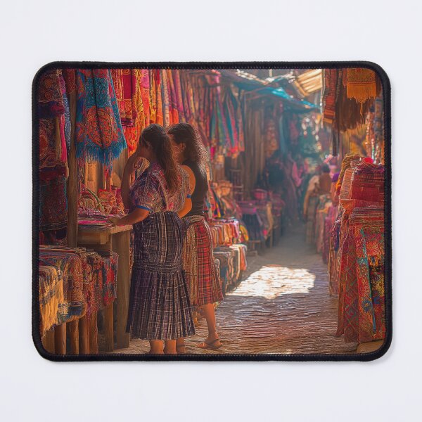 Item preview, Guatemalan Textile Market – Colorful Indigenous Street Scene Art designed and sold by Cafecito & Cultura.