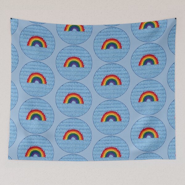 Item preview, Happy Blue Crochet Rainbow LGBTQ Gay Pride designed and sold by TackyTime.