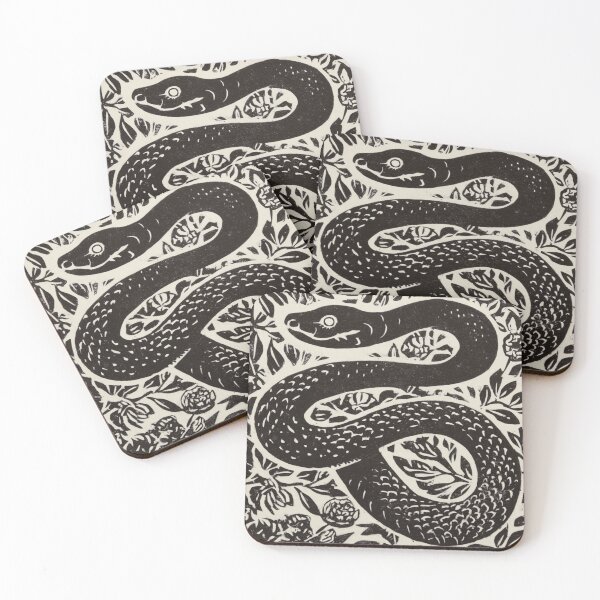 Item preview, Lino cut snake designed and sold by MendaciousMina.