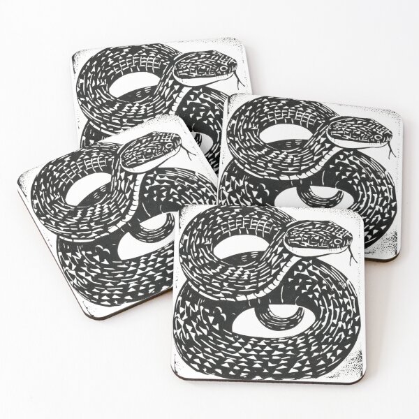 Item preview, Lino cut snake designed and sold by MendaciousMina.