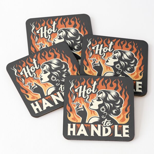 Item preview, Retro Pin-Up Girl Smoking with Flames - Hot to Handle Design. designed and sold by Spark2Seduction.