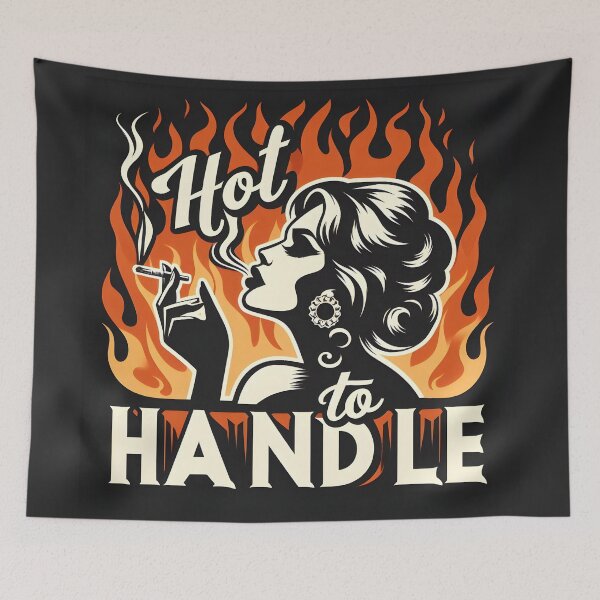 Item preview, Retro Pin-Up Girl Smoking with Flames - Hot to Handle Design. designed and sold by Spark2Seduction.
