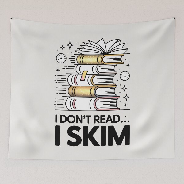 Item preview, I Don't Read I Skim Funny Book Lover Stack of Books Art designed and sold by SplashTastic.
