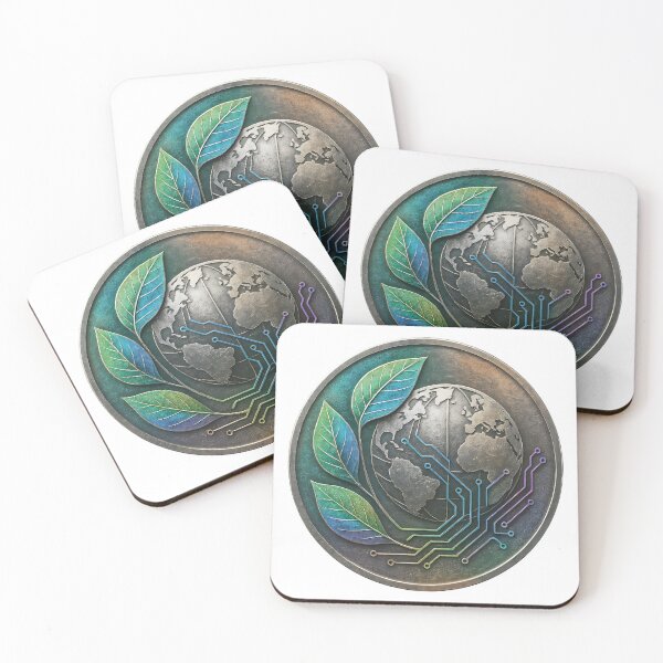 Item preview, A metallic coin with a globe and leaves on transparent background designed and sold by Creative88Art.