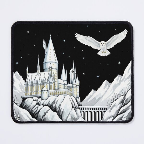 Item preview, Magical Winter Castle Night With Flying Owl designed and sold by DigitalMomy.