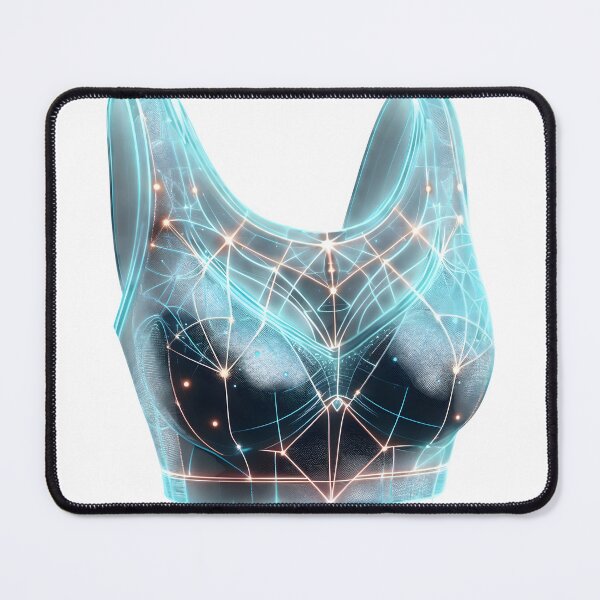 Item preview, A futuristic glowing blue sports bra on transparent background designed and sold by Creative88Art.