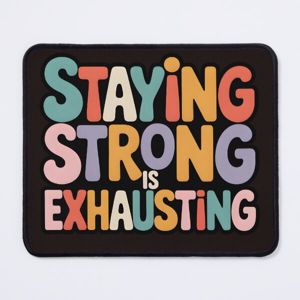 Item preview, Staying Strong Is Exhausting – Relatable Mental Health Quote Typography designed and sold by WHDProduction45.