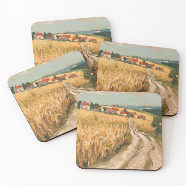 Item preview, Country Path Through Wheat Fields | European Village Landscape. Art  Painting By Carraann  designed and sold by CARRAANN.