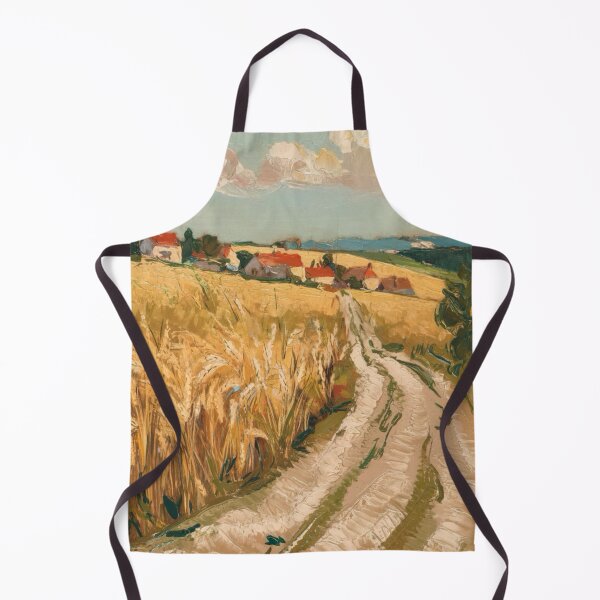 Item preview, Country Path Through Wheat Fields | European Village Landscape. Art Painting By Carraann designed and sold by CARRAANN.