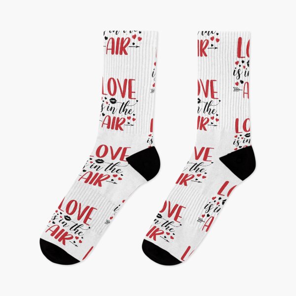 Item preview, Love Is in the Air – Romantic Valentine Quote Typography with Hearts, Kiss & Arrow Design designed and sold by BrainBubbleArt.