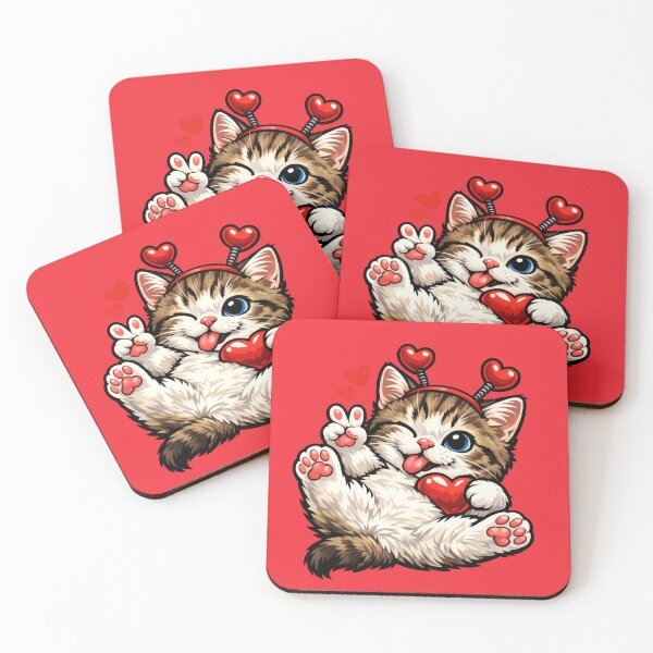 Item preview, Winking Love Kitten With Heart Antenna designed and sold by memememescat.