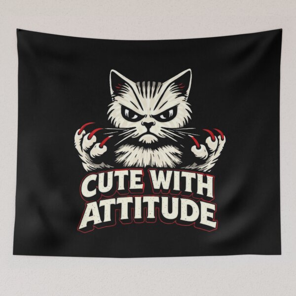 Item preview, Cute But Dangerous Cat – Edgy Grumpy Cat Illustration designed and sold by MariDonna.