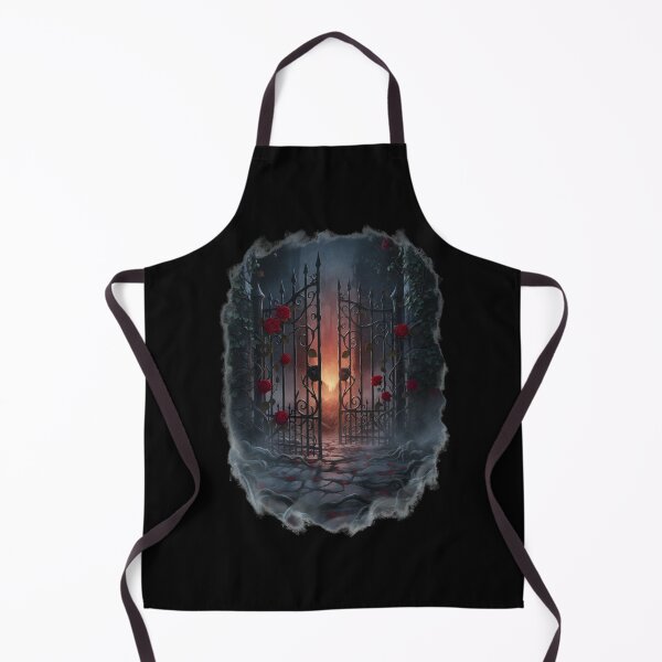 Item preview, Gothic Iron Gate with Red Roses Sunset Path – Dark Fantasy Romance Entrance Art designed and sold by DarkRomanceMom.