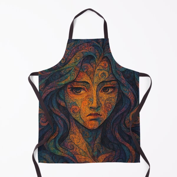 Item preview, Mystical Female Portrait with Retro Swirl Textures designed and sold by JonelleTshirts.