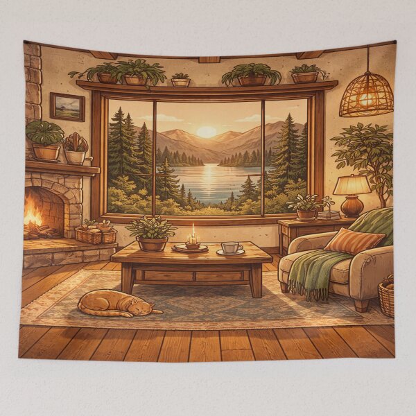 Item preview, Cozy Cabin by the Lake designed and sold by Artistmonkey345.
