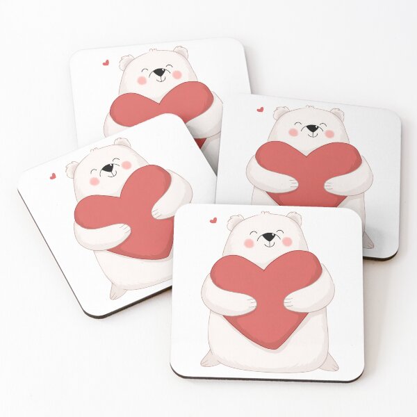 Artikelvorschau, Eisbär-Herzumarmung – Kawaii-Valentinstagsillustration entworfen und verkauft von BigStar-Cart.