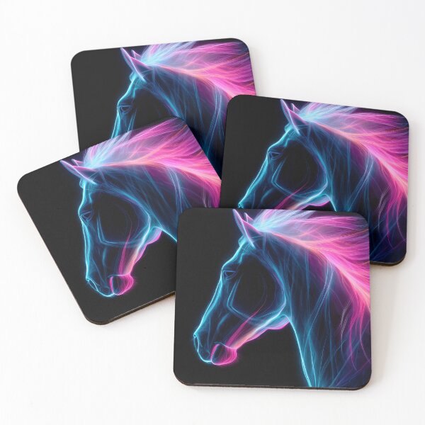 Item preview, Neon Horse – Futuristic Pink & Blue Light Art designed and sold by VisionaryVeils.