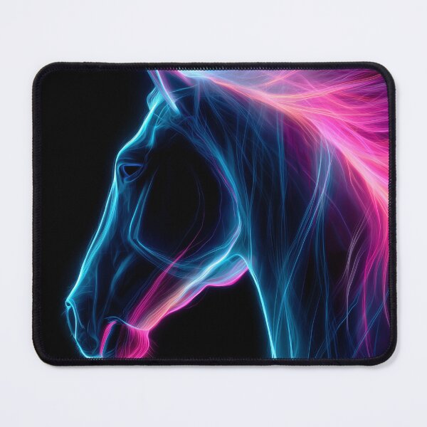 Item preview, Neon Horse – Futuristic Pink & Blue Light Art designed and sold by VisionaryVeils.