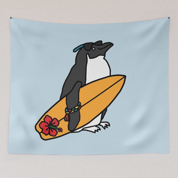 Item preview, Penguin with Surfboard designed and sold by ellenhenry.