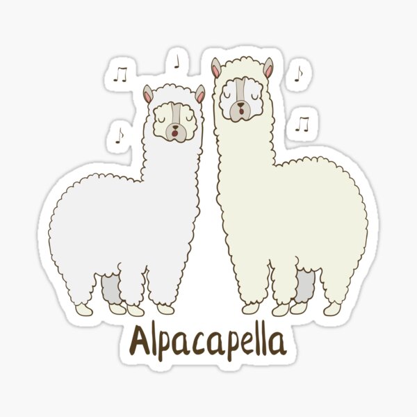 Alpacapella Singing Alpacas - Funny Animal Pun Gift Sticker