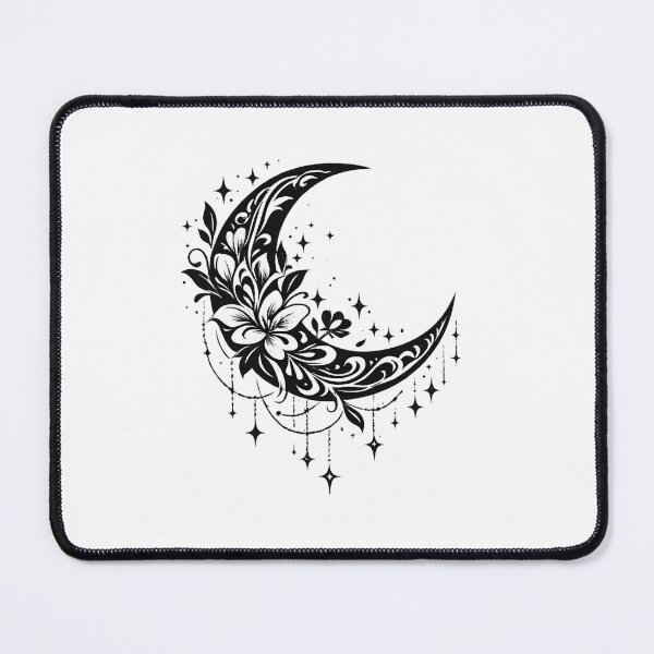 Item preview, Black & White Crescent Floral Moon Art designed and sold by Reminixi.