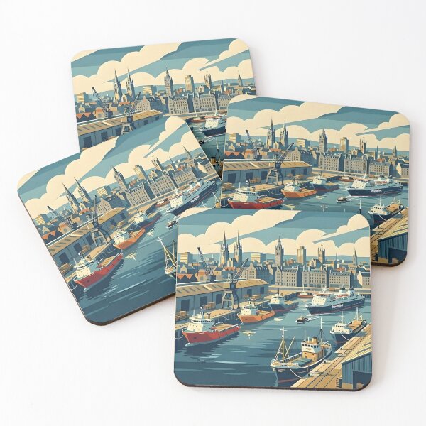 Item preview, Vintage Aberdeen Harbour Travel Poster designed and sold by ArtByKendo.