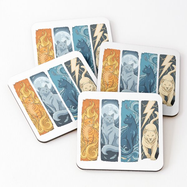 Item preview, Four Elemental Cats Vintage Stylized Fantasy designed and sold by chattsuede.
