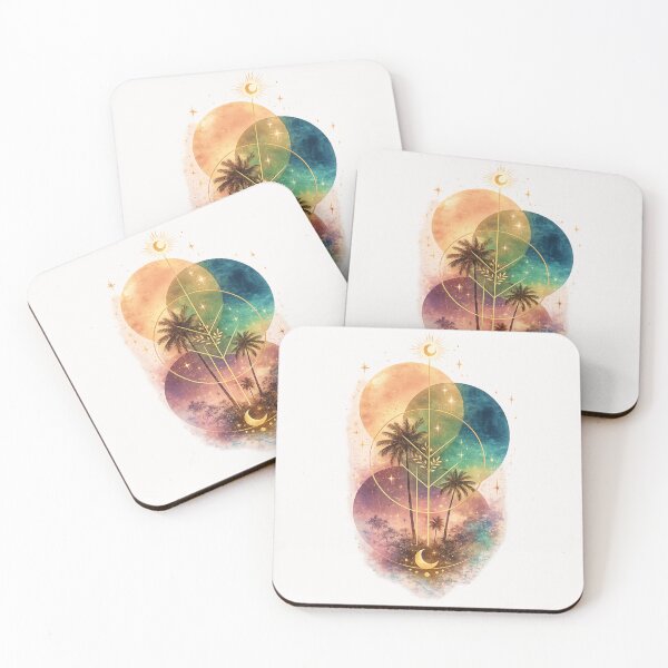 Item preview, Bohemian Spiritual Art with Palm Trees and Cosmic Geometry designed and sold by V-ForAll.