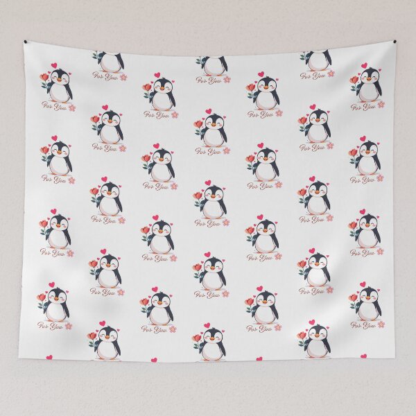 Item preview, Kawaii Penguin Giving a Flower – Soft Cute Animal Art designed and sold by MarWachaN.