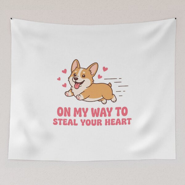 Item preview, On My Way To Steal Your Heart Corgi Kawaii Cartoon Dog designed and sold by chattsuede.