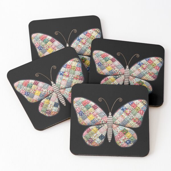 Item preview, Cozy Patchwork Quilt Butterfly Fabric Texture Art designed and sold by DigitalMomy.