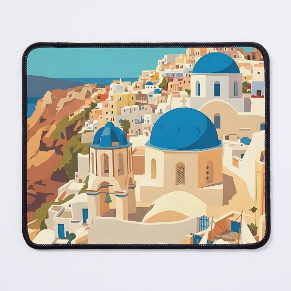 Item preview, Vintage Santorini Greece Art Deco Travel Poster designed and sold by ArtByKendo.