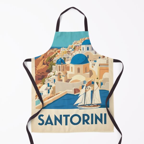 Item preview, Vintage Santorini Greece Art Deco Travel Poster designed and sold by ArtByKendo.