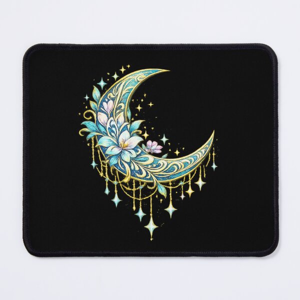 Item preview, Blue Gold Celestial Floral Moon Sticker Art Design designed and sold by Reminixi.