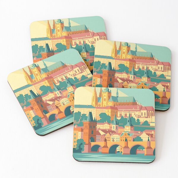 Item preview, Vintage Prague Art Deco Travel Poster  designed and sold by ArtByKendo.