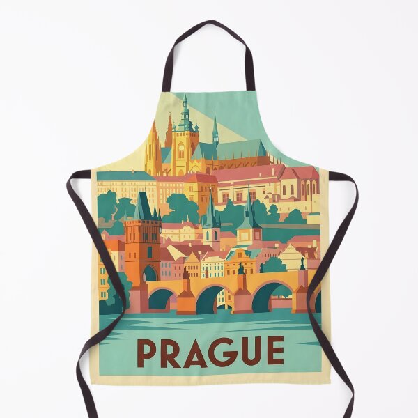 Item preview, Vintage Prague Art Deco Travel Poster designed and sold by ArtByKendo.