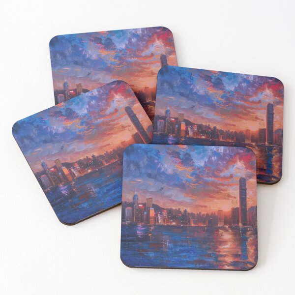 Item preview, Hong Kong Skyline – Evening Glow designed and sold by SkylineVistas Designs.