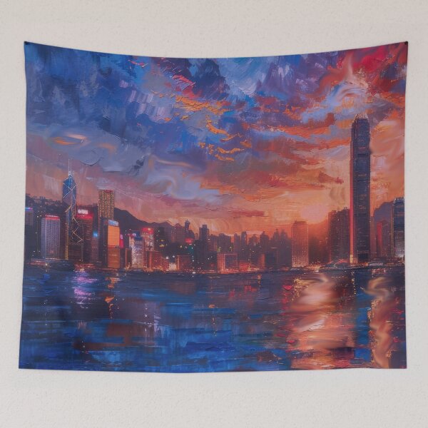 Item preview, Hong Kong Skyline – Evening Glow designed and sold by SkylineVistas Designs.