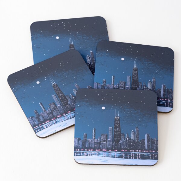 Item preview, Chicago Skyline – Minimalist Starry Winter Night designed and sold by SkylineVistas Designs.