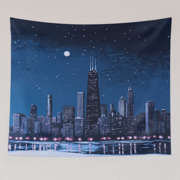 Item preview, Chicago Skyline – Minimalist Starry Winter Night designed and sold by SkylineVistas Designs.