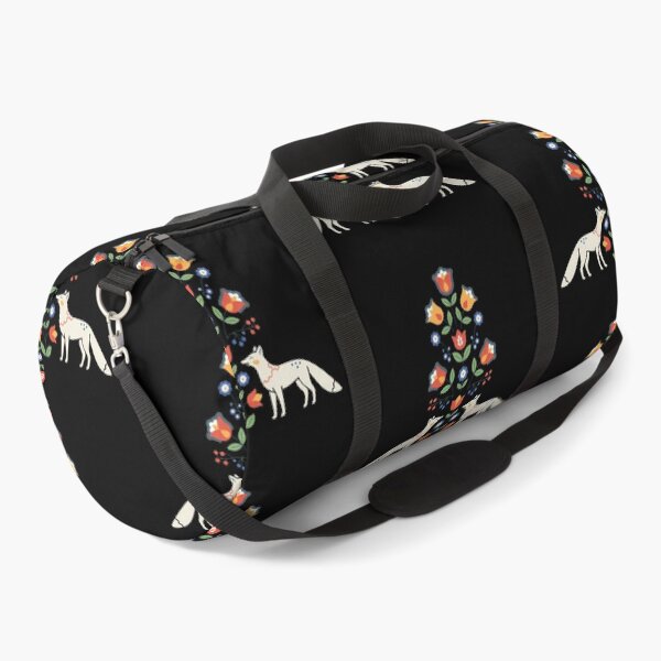 Item preview, Arctic Fox Pair with Floral Motifs – Scandinavian Folk Art by heidiannemorris © designed and sold by FOLK ART FUSION.