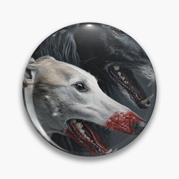 Item preview, Black and White Sighthounds with Blood-Red Muzzles designed and sold by Shannon Hilson.